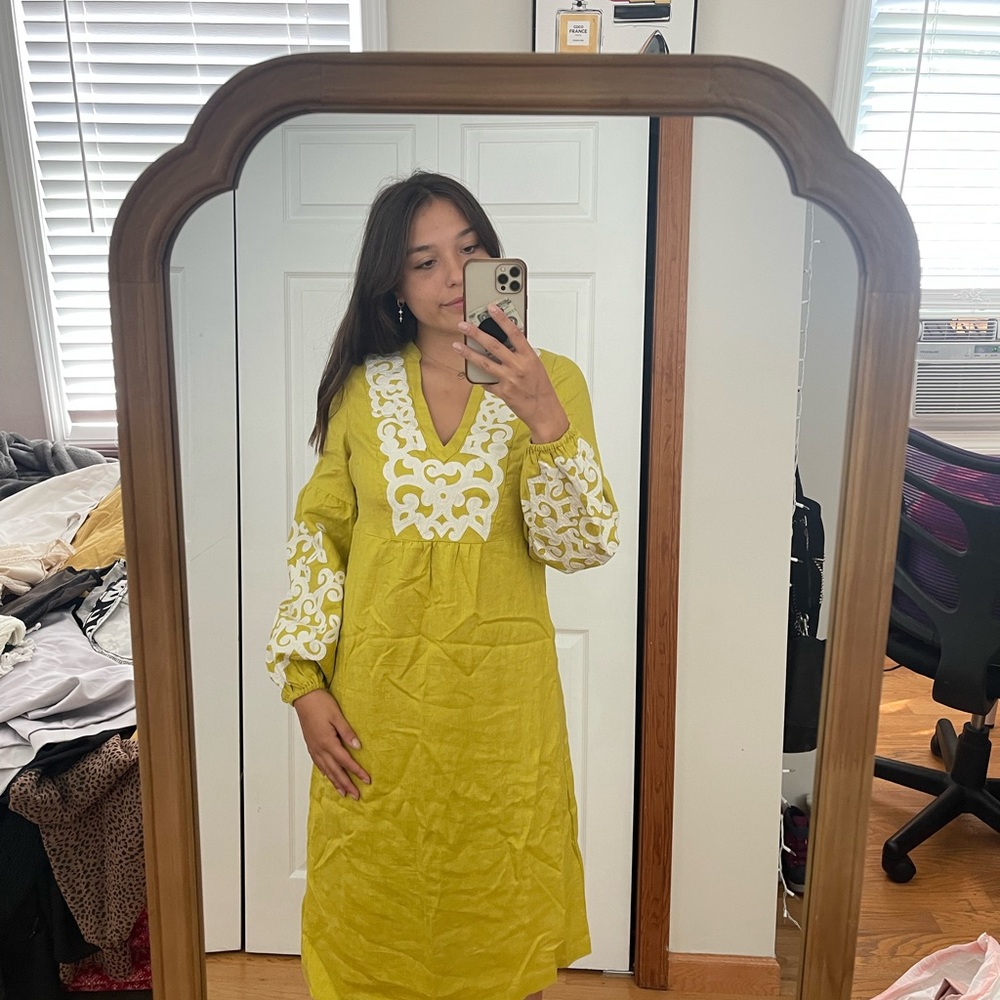 Green and white trim Boden Dress